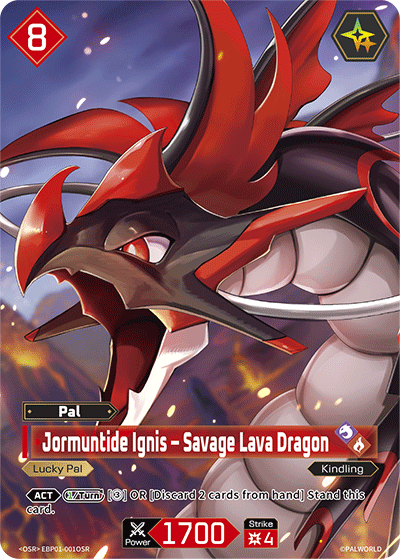 Jormuntide Ignis - Savage Lava Dragon EBP01-001OSR Palworld TCG card