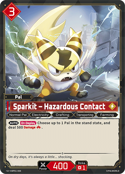 Sparkit - Hazardous Contact EBP01-008 Palworld TCG card