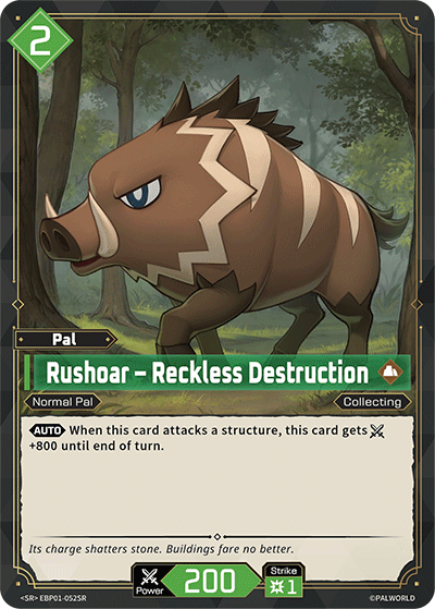 Rushoar - Reckless Destruction EBP01-052SR Palworld TCG card