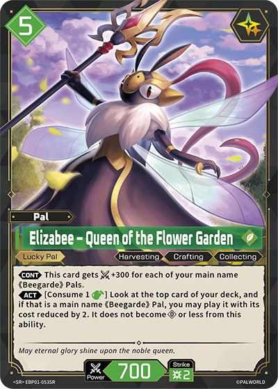 Elizabee - Queen of the Flower Garden EBP01-053SR Palworld TCG card
