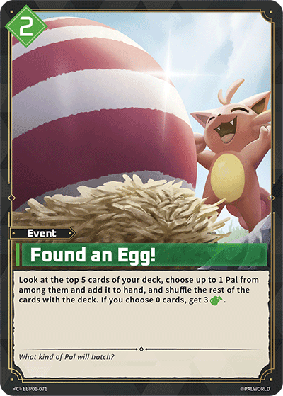 Found an Egg! EBP01-071 Palworld TCG card