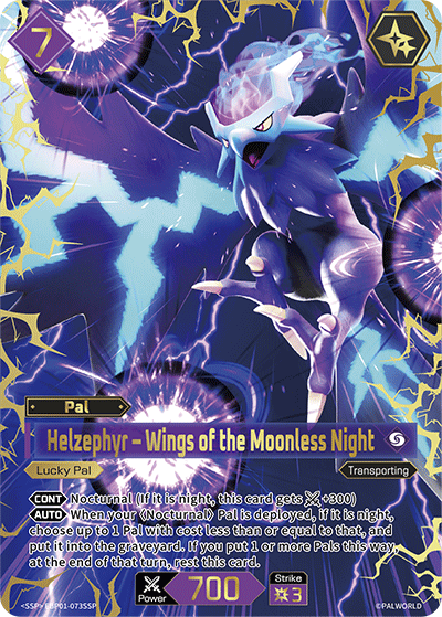 Helzephyr - Wings of the Moonless Night EBP01-073SSP Palworld TCG card