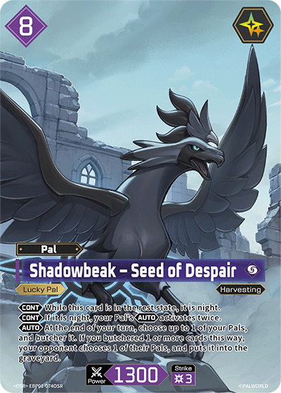 Shadowbeak - Seed of Despair EBP01-074OSR Palworld TCG card