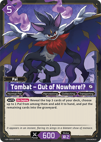 Tombat - Out of Nowhere!? EBP01-076SR Palworld TCG card