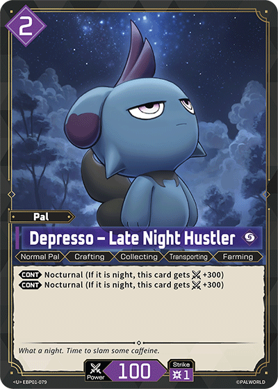 Depresso - Late Night Hustler EBP01-079 Palworld TCG card