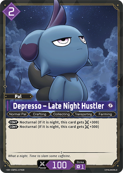 Depresso - Late Night Hustler EBP01-079SR Palworld TCG card