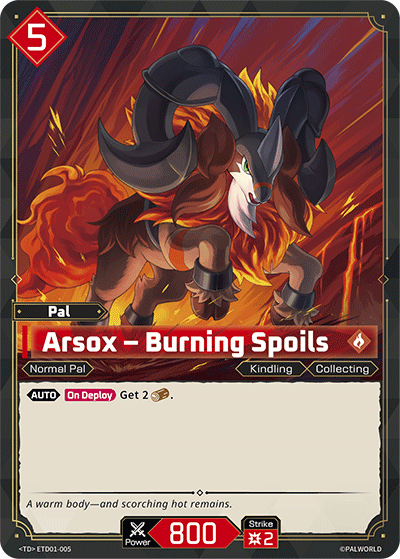 Arsox - Burning Spoils ETD01-005 Palworld TCG card