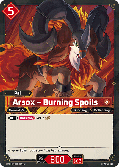 Arsox - Burning Spoils ETD01-005TSR Palworld TCG card